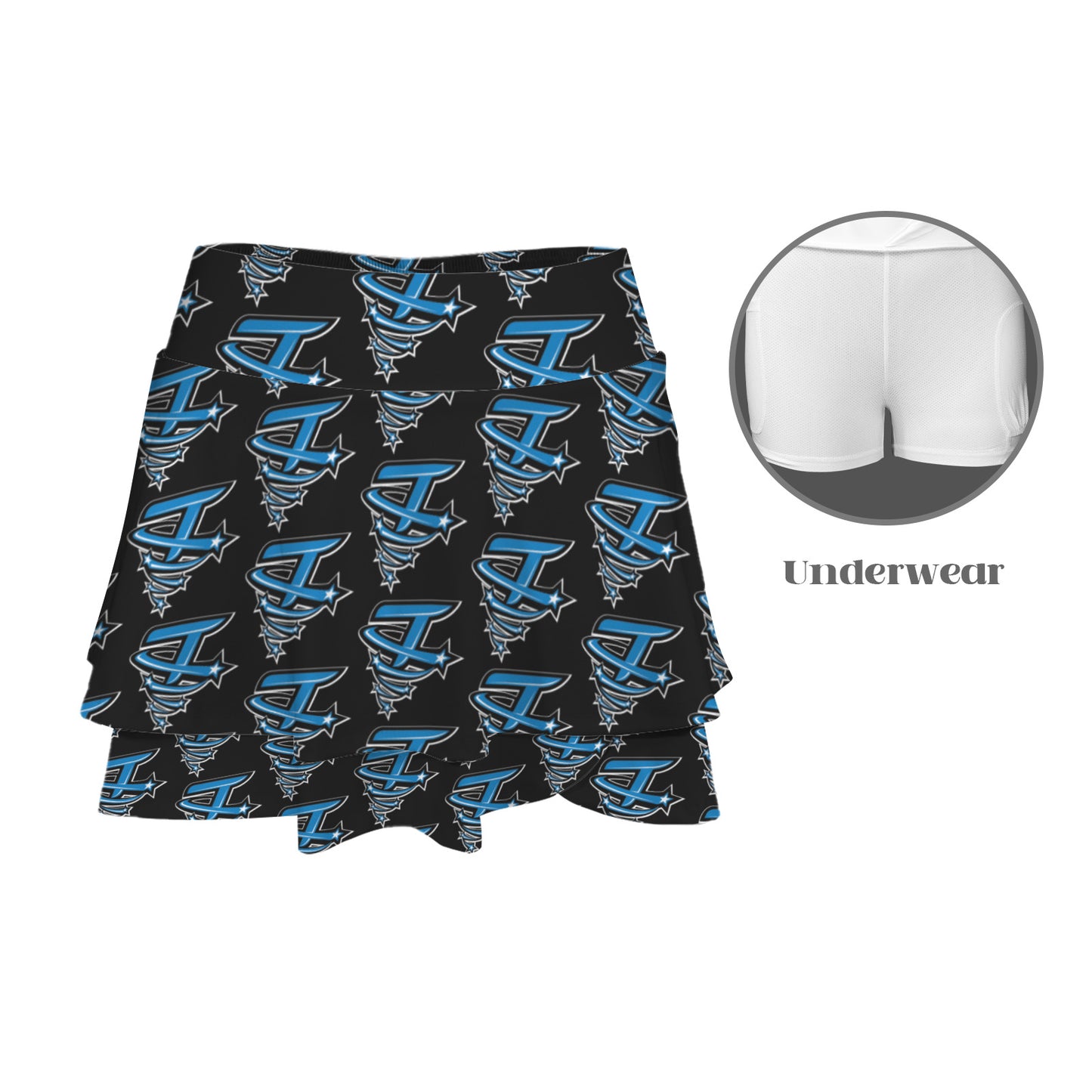 High Waist Layered Ruffle Pockets Sports Skirt