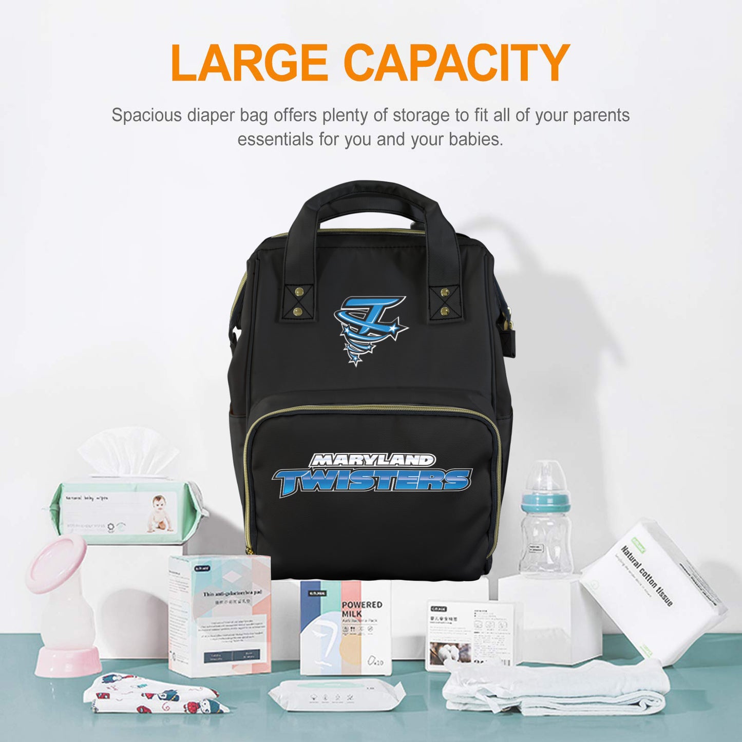 Wordmark_MarylandTwisters Multi-Function Diaper Bag-New (Model 1688)